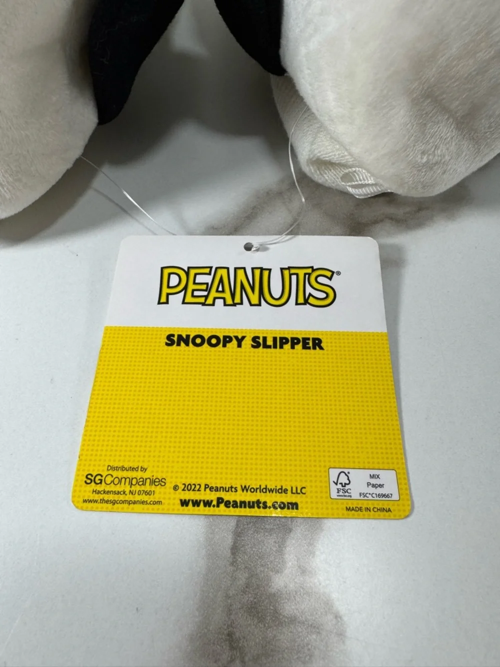Peanuts Snoopy Plush Black White Children Toddler Boy Girl Kids Slippers, L/9-10